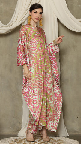 Pink Long Sleeve Batik Kaftan