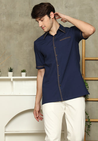 Navy Blue Short Man Shirt