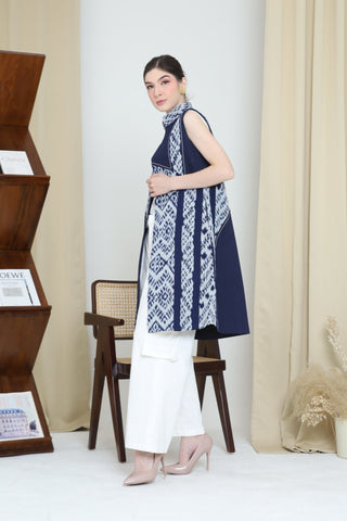 Blue Patch Handwoven Ikat Vest