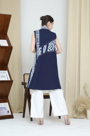 Blue Patch Handwoven Ikat Vest