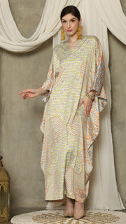 Yellow Orange Long Sleeve Batik Kaftan