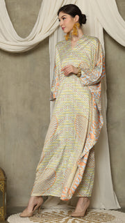 Yellow Orange Long Sleeve Batik Kaftan