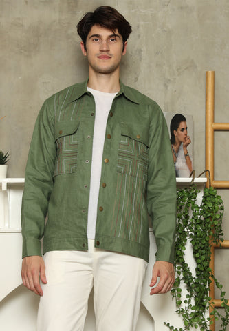 Green Linen Man Jacket