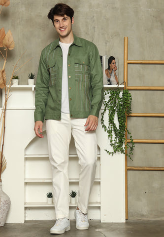 Green Linen Man Jacket