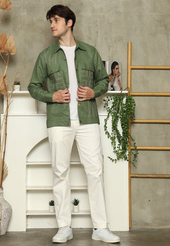 Green Linen Man Jacket