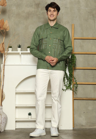 Green Linen Man Jacket