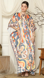 Grey Abstract Short Kaftan