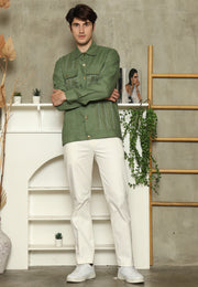 Green Linen Man Jacket