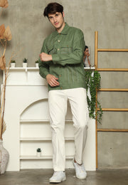 Green Linen Man Jacket