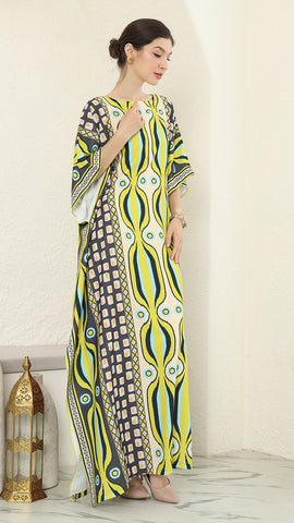 Olive Ikat Short Sleeve Kaftan