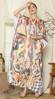 Grey Abstract Short Kaftan