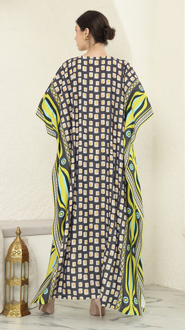 Olive Ikat Short Sleeve Kaftan