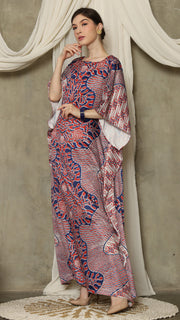 Red Blue Batik Short Sleeve Kaftan