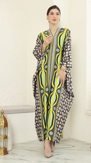 Olive Ikat Long Sleeve Kaftan