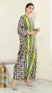 Olive Ikat Long Sleeve Kaftan