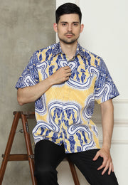 Yellow Abstract Batik Man Shirt