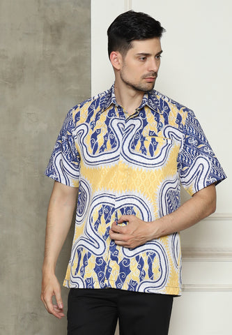 Yellow Abstract Batik Man Shirt