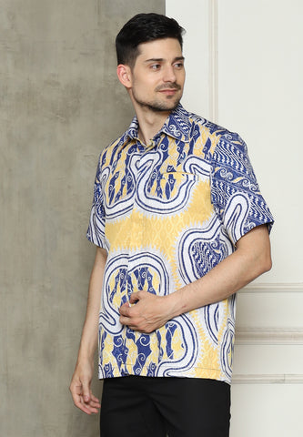 Yellow Abstract Batik Man Shirt