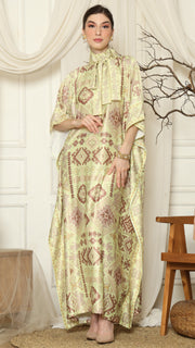 Lime Ikat Gold HC Short Sleeve Kaftan