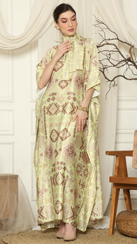 Lime Ikat Gold HC Short Sleeve Kaftan