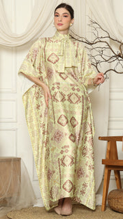 Lime Ikat Gold HC Short Sleeve Kaftan