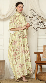 Lime Ikat Gold HC Short Sleeve Kaftan