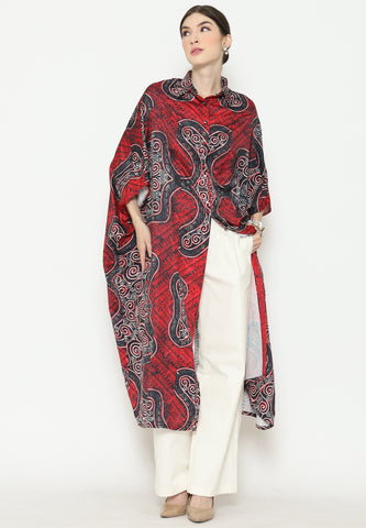 Red Batik Button Kaftan