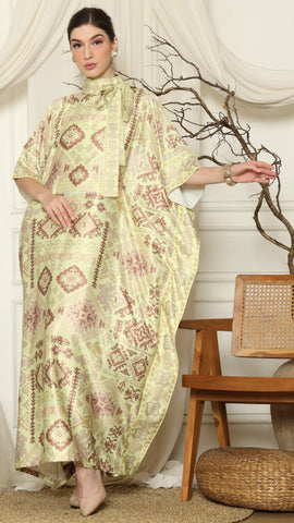 Lime Ikat Gold HC Short Sleeve Kaftan