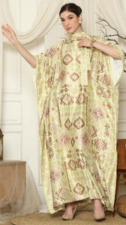 Lime Ikat Gold HC Short Sleeve Kaftan