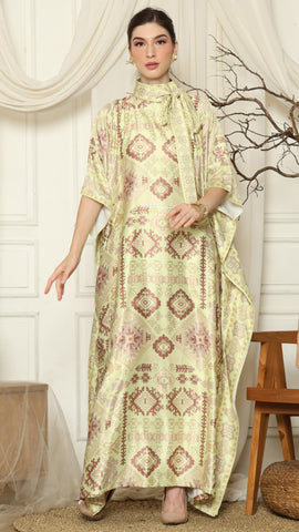 Lime Ikat Gold HC Short Sleeve Kaftan