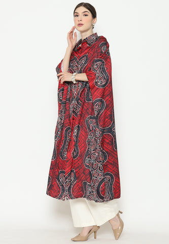 Red Batik Button Kaftan