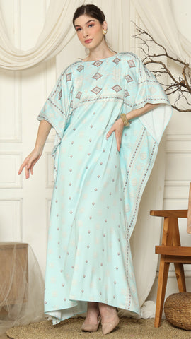 Aqua Sumba Ikat Short Kaftan