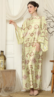 Lime Ikat Gold Long Sleeve Dress