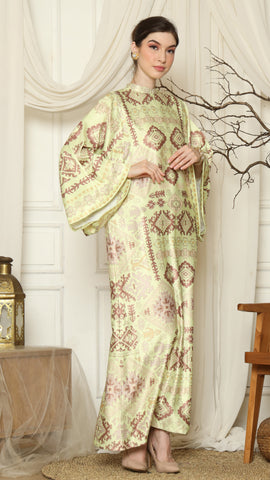 Lime Ikat Gold Long Sleeve Dress