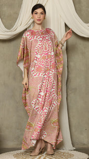 Pink Batik Short Sleeve Kaftan