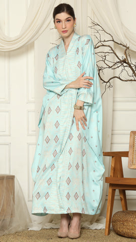 Aqua Sumba Ikat Long Kebaya Kaftan