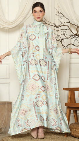 Aqua Ikat Gold HC Short Sleeve Kaftan