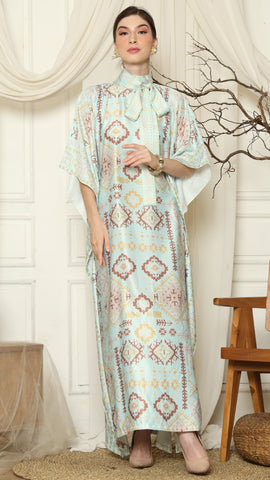 Aqua Ikat Gold HC Short Sleeve Kaftan