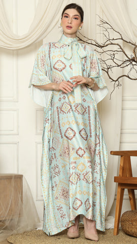 Aqua Ikat Gold HC Short Sleeve Kaftan