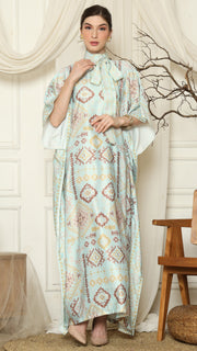 Aqua Ikat Gold HC Short Sleeve Kaftan