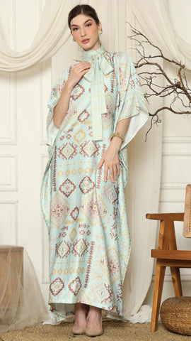 Aqua Ikat Gold HC Short Sleeve Kaftan