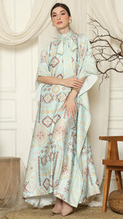 Aqua Ikat Gold HC Short Sleeve Kaftan