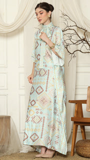 Aqua Ikat Gold HC Short Sleeve Kaftan