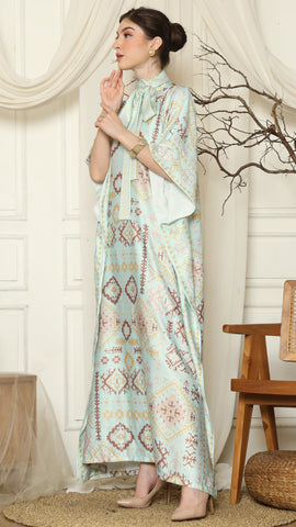 Aqua Ikat Gold HC Short Sleeve Kaftan