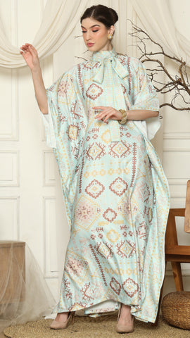 Aqua Ikat Gold HC Short Sleeve Kaftan