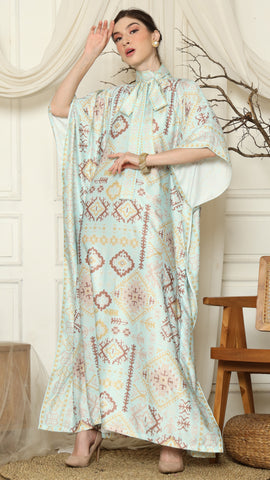 Aqua Ikat Gold HC Short Sleeve Kaftan