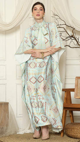 Aqua Ikat Gold HC Short Sleeve Kaftan