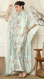 Aqua Ikat Gold HC Short Sleeve Kaftan