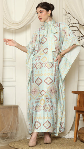 Aqua Ikat Gold HC Short Sleeve Kaftan