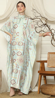 Aqua Ikat Gold HC Short Sleeve Kaftan